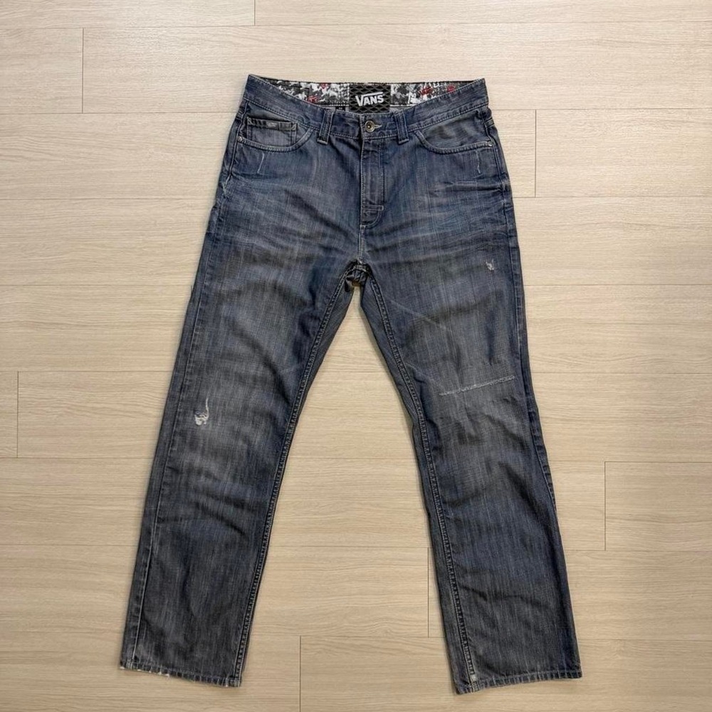 2010's Vans Straight Fit Skull Dark Wash Jeans Mens Size 32x32 Y2K Skater